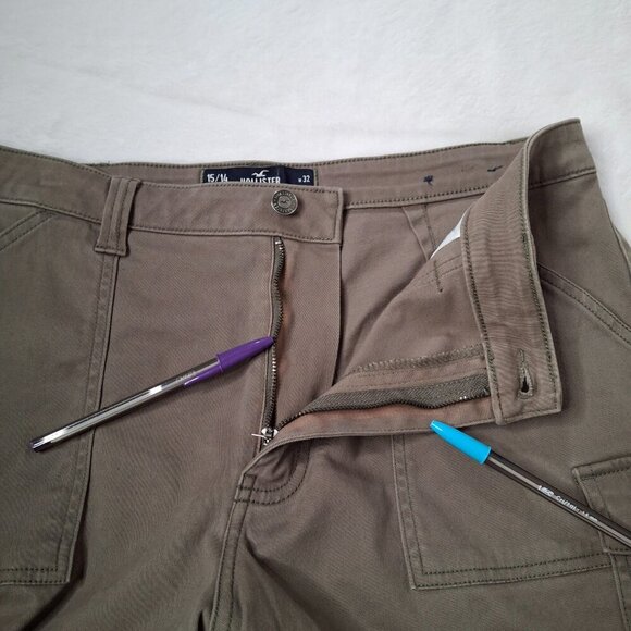 Hollister Ultra High Rise Mom Shorts 3 Sz 15 W 32 Cargo Stretchy Outdoor Neutral - Picture 14 of 14